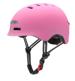 Skateboard Cycling Electric Vehicle Lighting Warning Smart Light Safety Sports Helmet (Option: Pink-M)