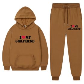 I Love My Girlfriend Print Casual Suit (Option: Brown I-S)