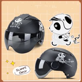 Winter Warm Battery Car Helmet Cute Korean Helmet (Option: 1Dumb black)