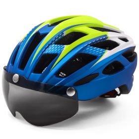 Bicycle Helmet Goggles Integrated Riding Helmet Equipment (Option: Metal Blue Yellow-L)