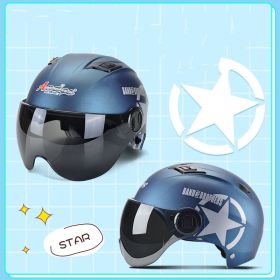 Winter Warm Battery Car Helmet Cute Korean Helmet (Option: Matt blue)