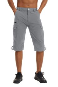 Summer Cropped Trousers For Men Thin Loose Casual Straight Pants Outdoor Sports (Option: M-Light Gray)