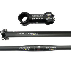 Three-piece Full Carbon Fiber Road Bike Handlebar Set (Option: Straight handle)