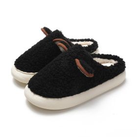 Plush Cute Cartoon Cotton Slippers (Option: Black-40to41)