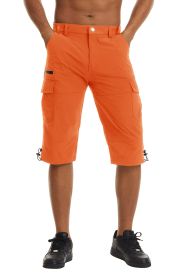 Summer Cropped Trousers For Men Thin Loose Casual Straight Pants Outdoor Sports (Option: M-Orange)