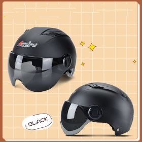 Winter Warm Battery Car Helmet Cute Korean Helmet (Option: Dumb black)