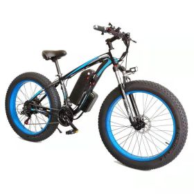 Electric Bicycle Lithium Tram Snow Electric Mountain Bike 21 Speed (Option: Blue-US)