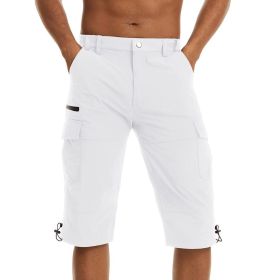 Summer Cropped Trousers For Men Thin Loose Casual Straight Pants Outdoor Sports (Option: M-White)