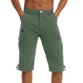 Summer Cropped Trousers For Men Thin Loose Casual Straight Pants Outdoor Sports (Option: M-Bean Green)