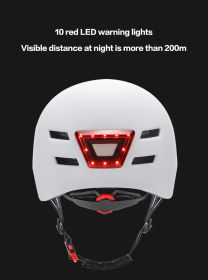 Skateboard Cycling Electric Vehicle Lighting Warning Smart Light Safety Sports Helmet (Option: White-L)