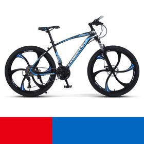 Shock Absorbing Bike Outdoor Riding Variable Speed Cross-country (Option: Black blue six knife wheel-26inch 21speed)