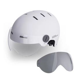 Cool Wind Riding Helmet, Shock Absorption, Shock Resistance, Comfort, Heat Absorption, Ventilation, Head Circumference Adjustment Helmet (Option: K1M white plus sunshade mirror-One size fits all)