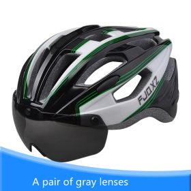 Bicycle Helmet Male Mountain Bike Road Wheel Sliding Balance Bike Breathable Riding Equipment (Option: Black and white green-One Size)