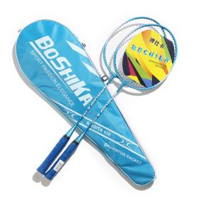 Badminton Racket For Beginners Children Set Iron Alloy A (Option: 658blue 2racket 1pack)