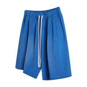 Trendy Drawstring Straight Cropped Pants For Men (Option: S-Blue)