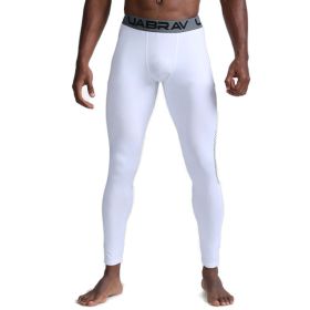 Men's Leggings Compression Sports Tights (Option: White-S)