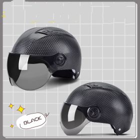 Winter Warm Battery Car Helmet Cute Korean Helmet (Option: Black fiber)