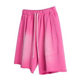 Trendy Drawstring Straight Cropped Pants For Men (Option: S-Rose Red)