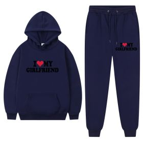 I Love My Girlfriend Print Casual Suit (Option: Navy Blue 1-S)