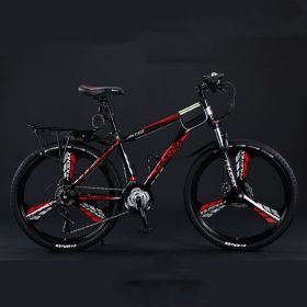 Variable Speed Shock Absorption Mountain Bike (Option: Black red-Three knife wheel-24inches30speed)