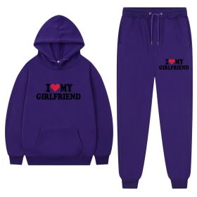 I Love My Girlfriend Print Casual Suit (Option: Purple 1-S)