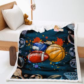 Basketball Sports Lambswool Crystal Velvet Double Layer Cover Blanket (Option: DAY18-150x120cm)