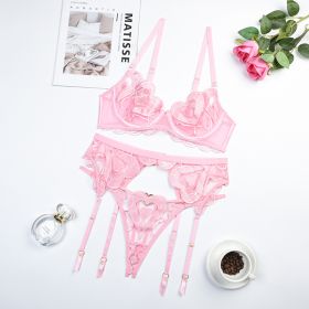 Women's Summer New Lace Mesh Embroidered Sexy Underwear (Option: Pink-M)