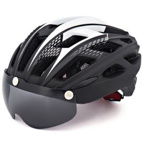 Bicycle Helmet Goggles Integrated Riding Helmet Equipment (Option: Black And White-L)