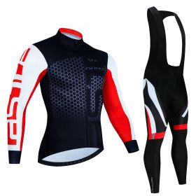 Spring And Autumn Cycling Clothing Long-sleeve Suit Top And Trousers Men's Sweat-wicking Breathable (Option: Pic Colo9-M)