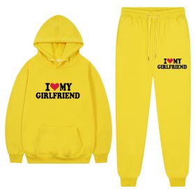 I Love My Girlfriend Print Casual Suit (Option: Yellow 1-S)