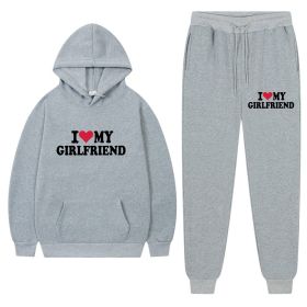 I Love My Girlfriend Print Casual Suit (Option: Gray 1-S)