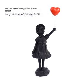 Balloon Girl Living Room Creative Resin Decorations (Option: Love Balloon Little Girl Black)