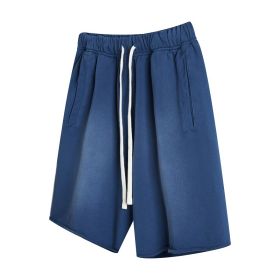 Trendy Drawstring Straight Cropped Pants For Men (Option: S-Royal Blue)