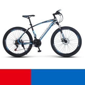 Shock Absorbing Bike Outdoor Riding Variable Speed Cross-country (Option: Black and blue spoke wheel-26inch 21speed)