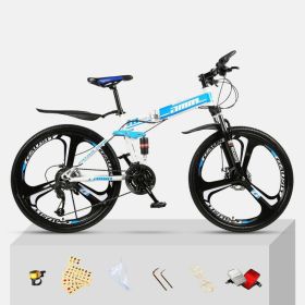 Dual Shock Absorbing Off-road Variable Speed Racing Male And Female Student Bikes (Option: White blue-3 Style-30speed)