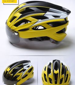 Bicycle Helmet Goggles Integrated Riding Helmet Equipment (Option: Yellow Black-L)