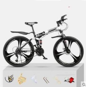 Dual Shock Absorbing Off-road Variable Speed Racing Male And Female Student Bikes (Option: Black white-3 Style-27speed)