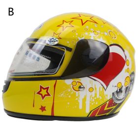 Kids Kart Helmet Kids Motorcycle Head (Option: Yellow starry sky-One size)