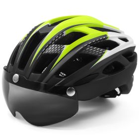 Bicycle Helmet Goggles Integrated Riding Helmet Equipment (Option: Fluorescent Yellow Black-L)