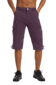 Summer Cropped Trousers For Men Thin Loose Casual Straight Pants Outdoor Sports (Option: M-Purple)