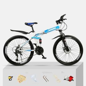 Dual Shock Absorbing Off-road Variable Speed Racing Male And Female Student Bikes (Option: White blue-1 Style-30speed)