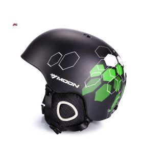 Ski Helmet Snow Safety Helmet Protective Gear Sports Equipment Head Protection Integrated (Option: Hexagonal on black-S)