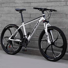 Mountain Bike Bicycle 24 26 Inch Disc Brake Shock Absorption Bicycle Men's And Women's Variable Speed Bicycle (Option: Six cuts white black-30speed)