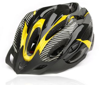 Carbon Fiber Texture Split Helmet Mountain Bike Hat (Option: Yellow-One size)