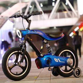 High Carbon Steel Kids Bike With Music Light Pedal (Option: Blue-16inch)