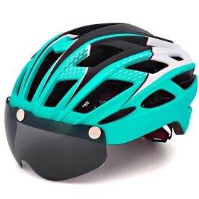 Bicycle Helmet Goggles Integrated Riding Helmet Equipment (Option: Sapphire Blue-L)