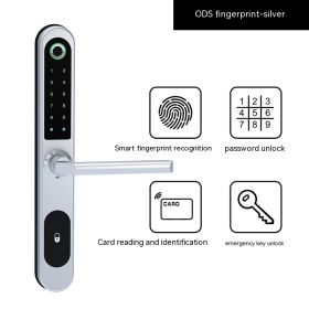 Fingerprint Lock Password Lock Credit Card Sensing Electronic Lock (Option: Silver Long Handle Fingerprint)