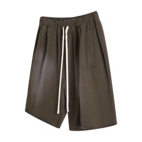 Trendy Drawstring Straight Cropped Pants For Men (Option: S-Brown)