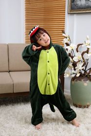 Pajamas Flannel Cartoon One-piece Pajama In Stock Animal Starry Sky Tianma Couple Homewear (Option: Dinosaur-M)