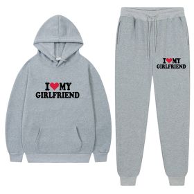 I Love My Girlfriend Print Casual Suit (Option: Gray 1-M)